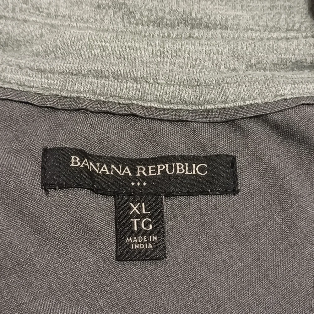 Banana‎ Republic Polo Shirt Mens XL Gray Long Sleeve Jersey Cotton Casual Top